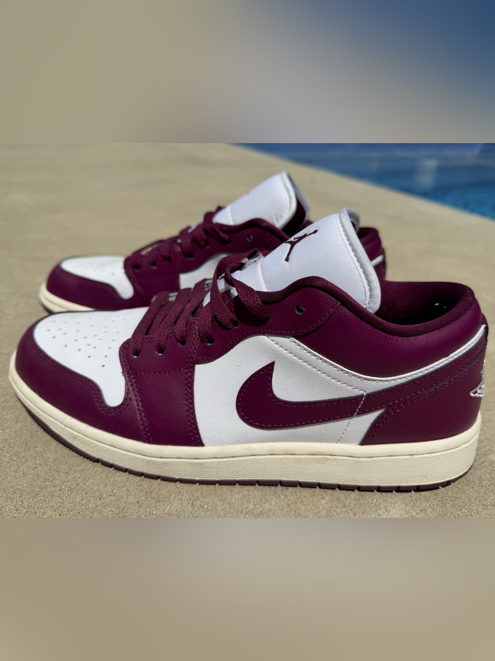 Jordan Low-Top Sneakers in Maroon and White